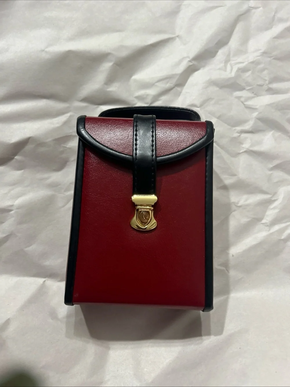 Women's Red and Black Leather traveling jewelry holder